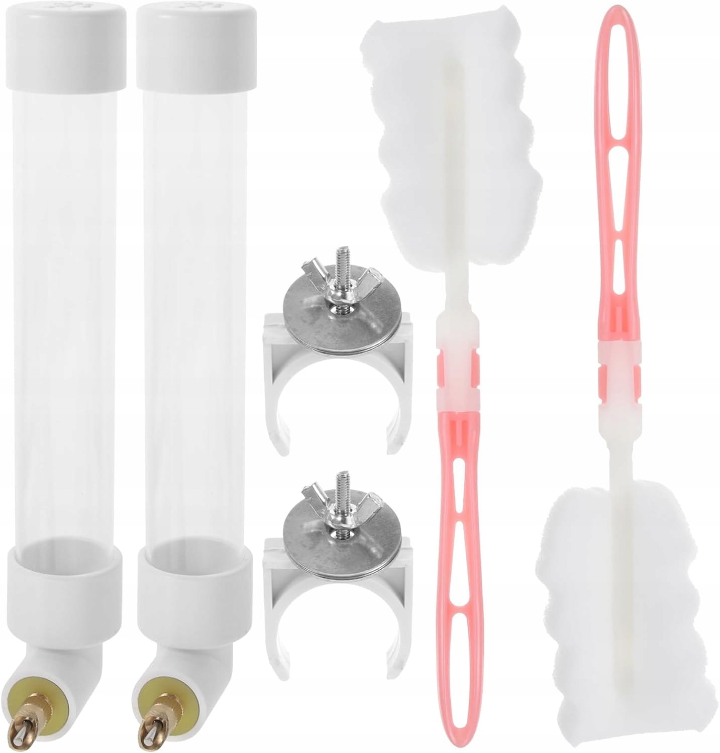 Zestaw poidełek dla ptaków 2×120 ml z uchwytami i szczotką