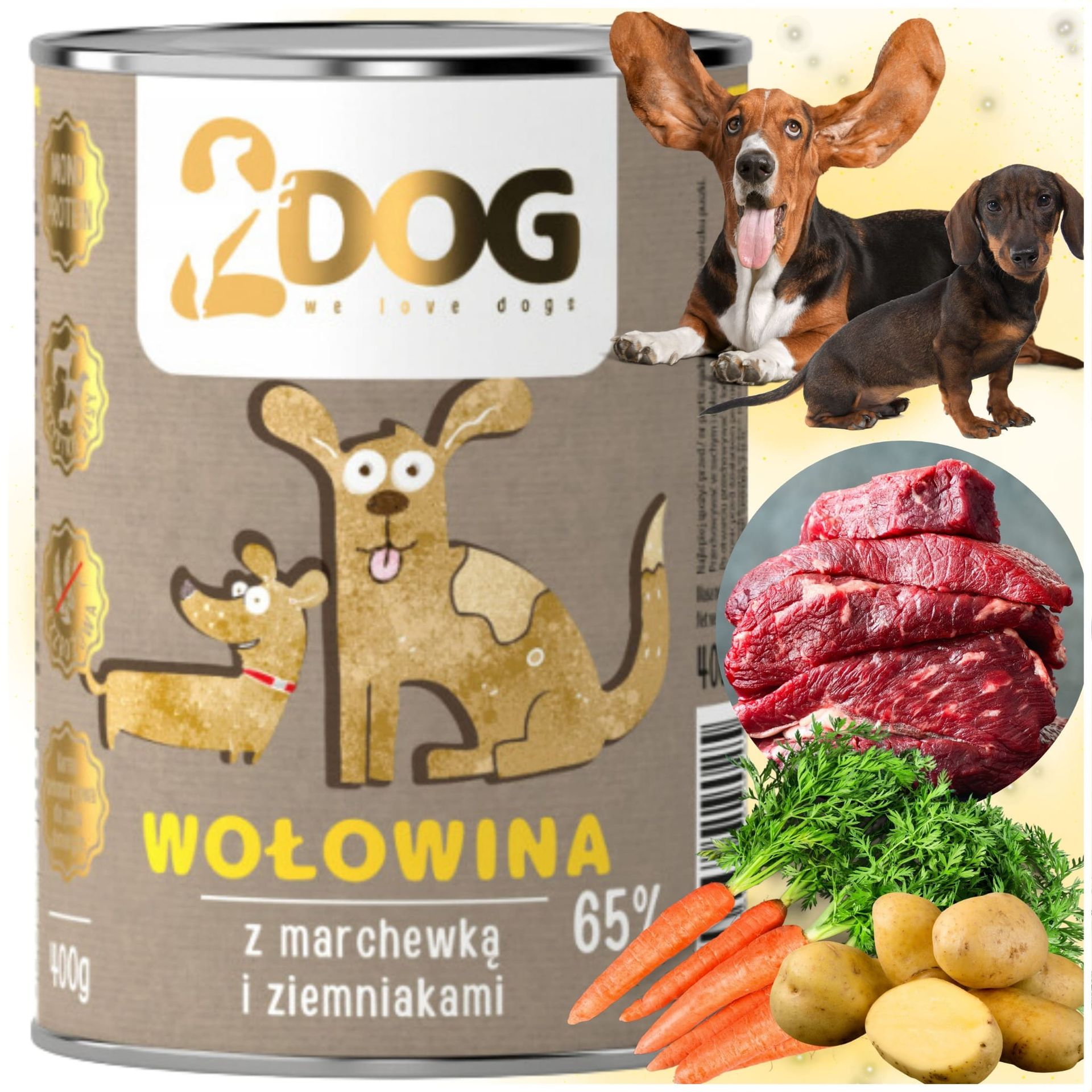 2Dog mokra karma z wołowiną i warzywami, 400 g – hipoalergiczna dla psów