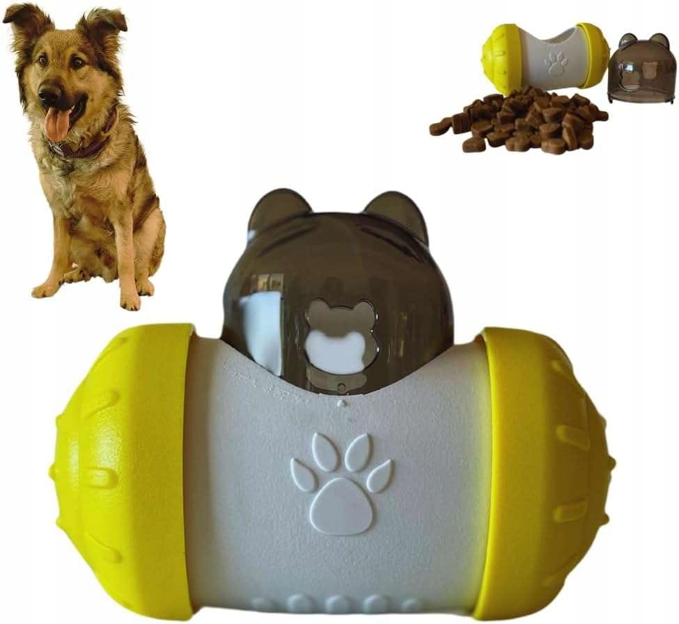 Zabawka interaktywna dla psa z dozownikiem przysmaków – żółto-biała