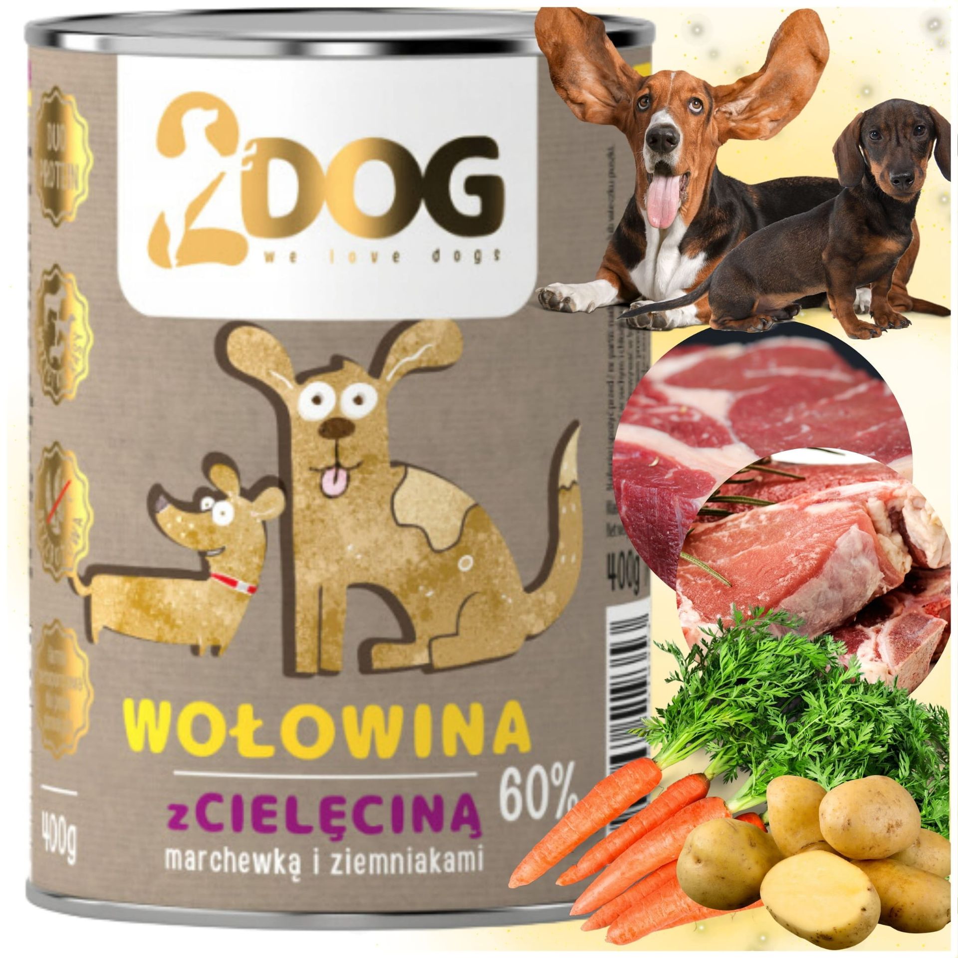 2Dog mokra karma z wołowiną i cielęciną, 400 g – hipoalergiczna dla psów