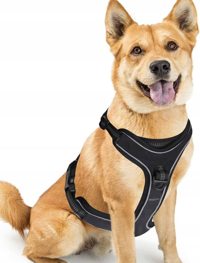 Opinie o Szelki dla psa regulowane na klamry bezuciskowe odblaskowe L Czarne