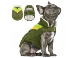 Kurtka Zimowa dla Psa Ciepła Na Rzep z Podszewką i Kołnierzem XS Zielona