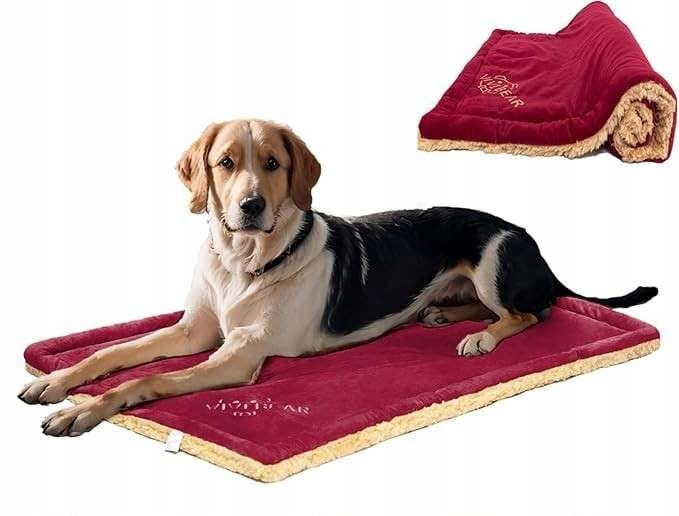 Mata dla psa Legowisko Pluszowe Dwustronne 110x70 cm Kolor czerwony