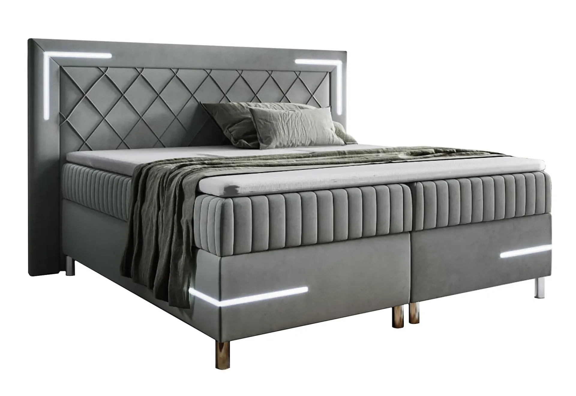 Ciemnoszare pikowane łóżko kontynentalne 5 rozmiarów C7-H73