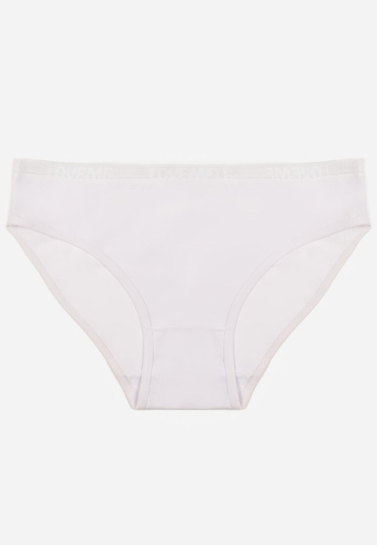 Białe Majtki Figi z Bawełną i Ozdobnymi Napisami Phioreia