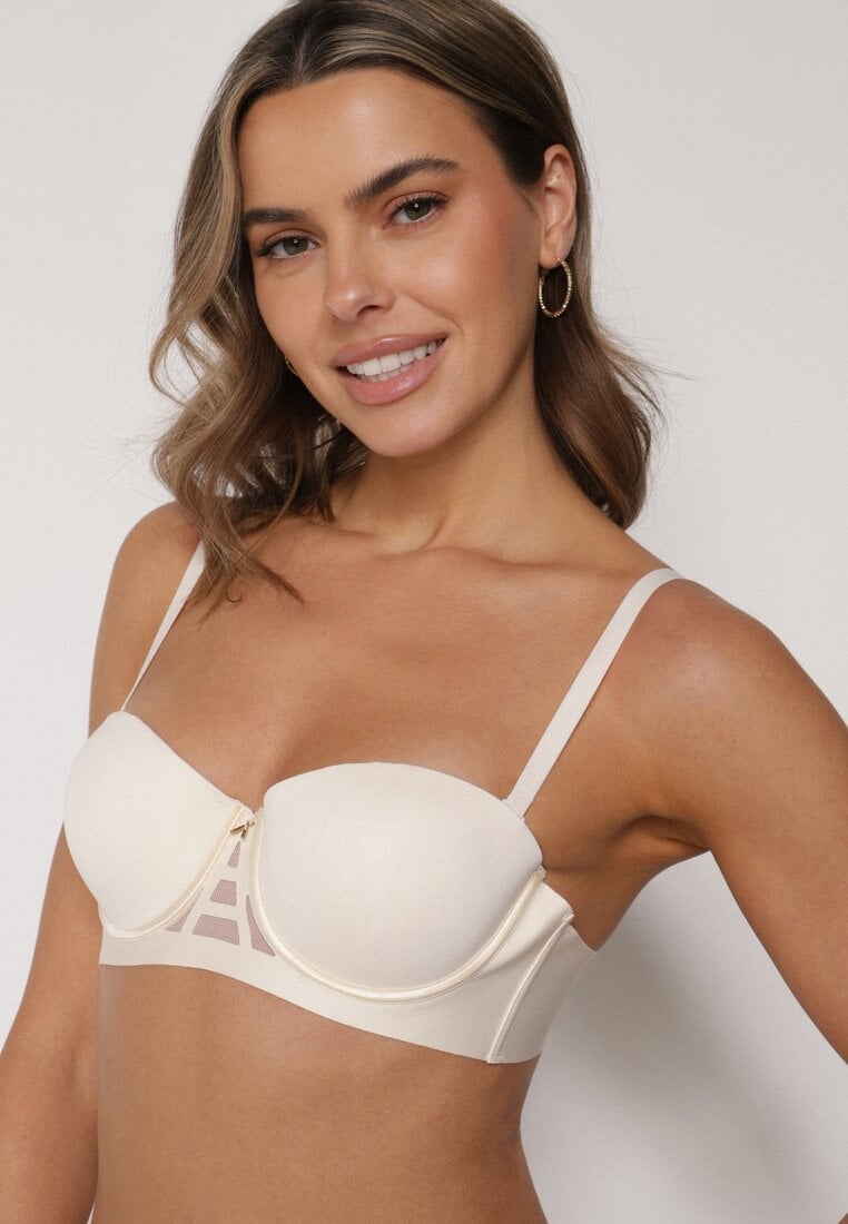 Jasnobeżowy Gładki Biustonosz Balkonetka Dalilin