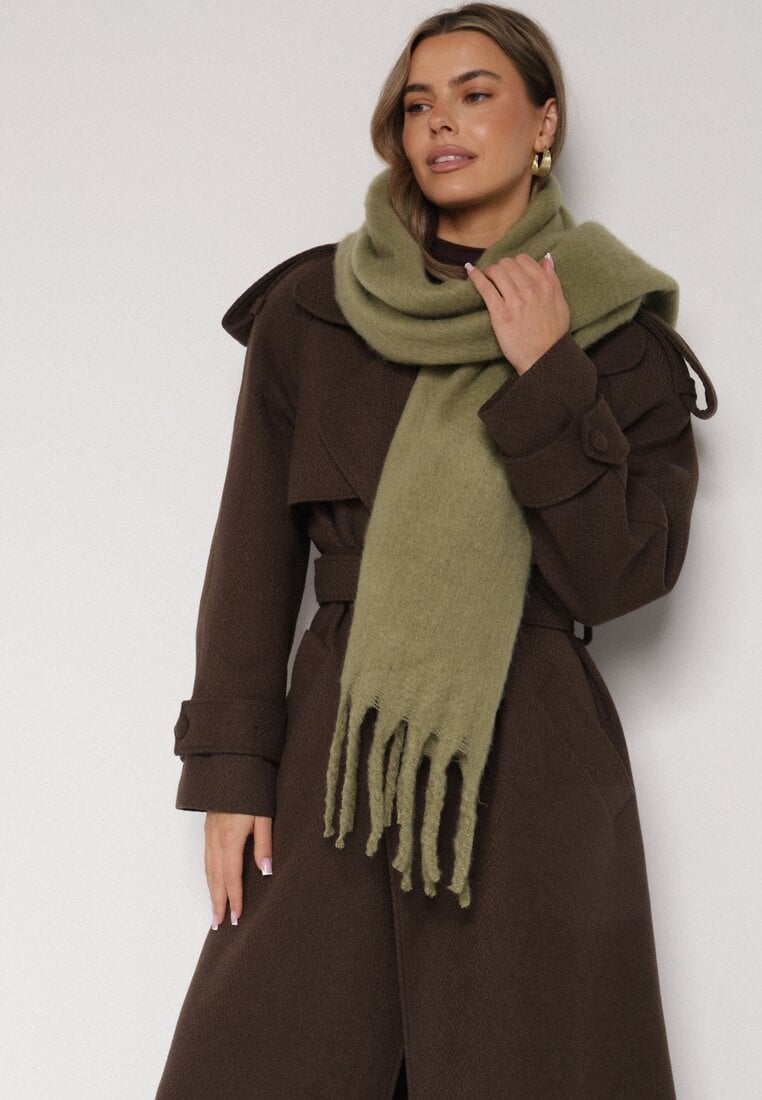 Ciemnobeżowy Szalik z Ozdobnymi Frędzlami Esariana