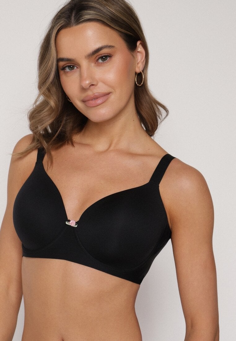 Czarny Gładki Biustonosz Klasyczny Idahlina