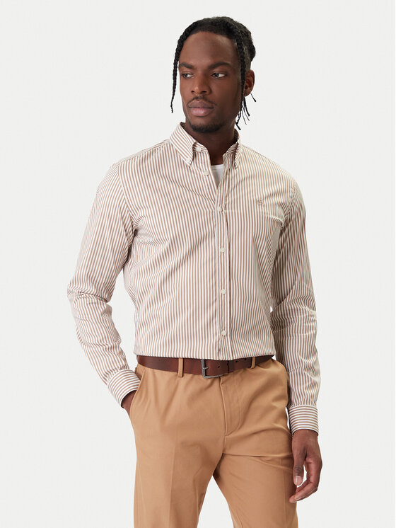 BOSS Koszula H-Roan 50556085 Beżowy Slim Fit