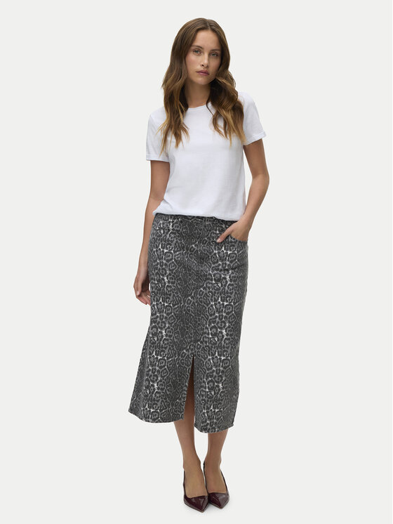 Vero Moda Spódnica jeansowa Veri 10336316 Szary Regular Fit