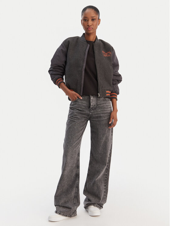 RVCA Kurtka bomber Ryan 23B163507 Szary Regular Fit