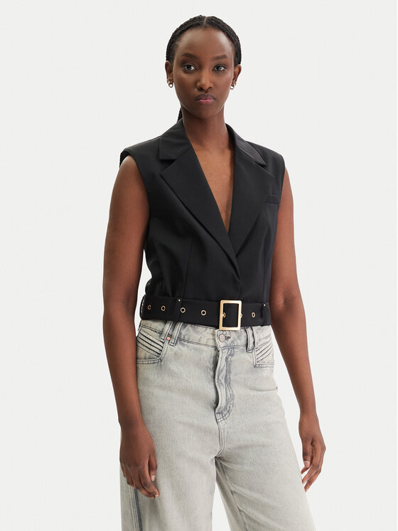 KARL LAGERFELD Kamizelka garniturowa B1W14009 Czarny Slim Fit
