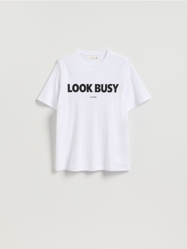 Reserved - T-shirt z nadrukiem - biały