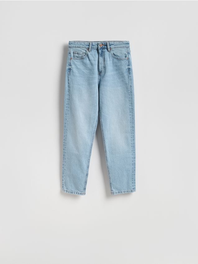 Reserved - Jeansy mom fit slim - niebieski