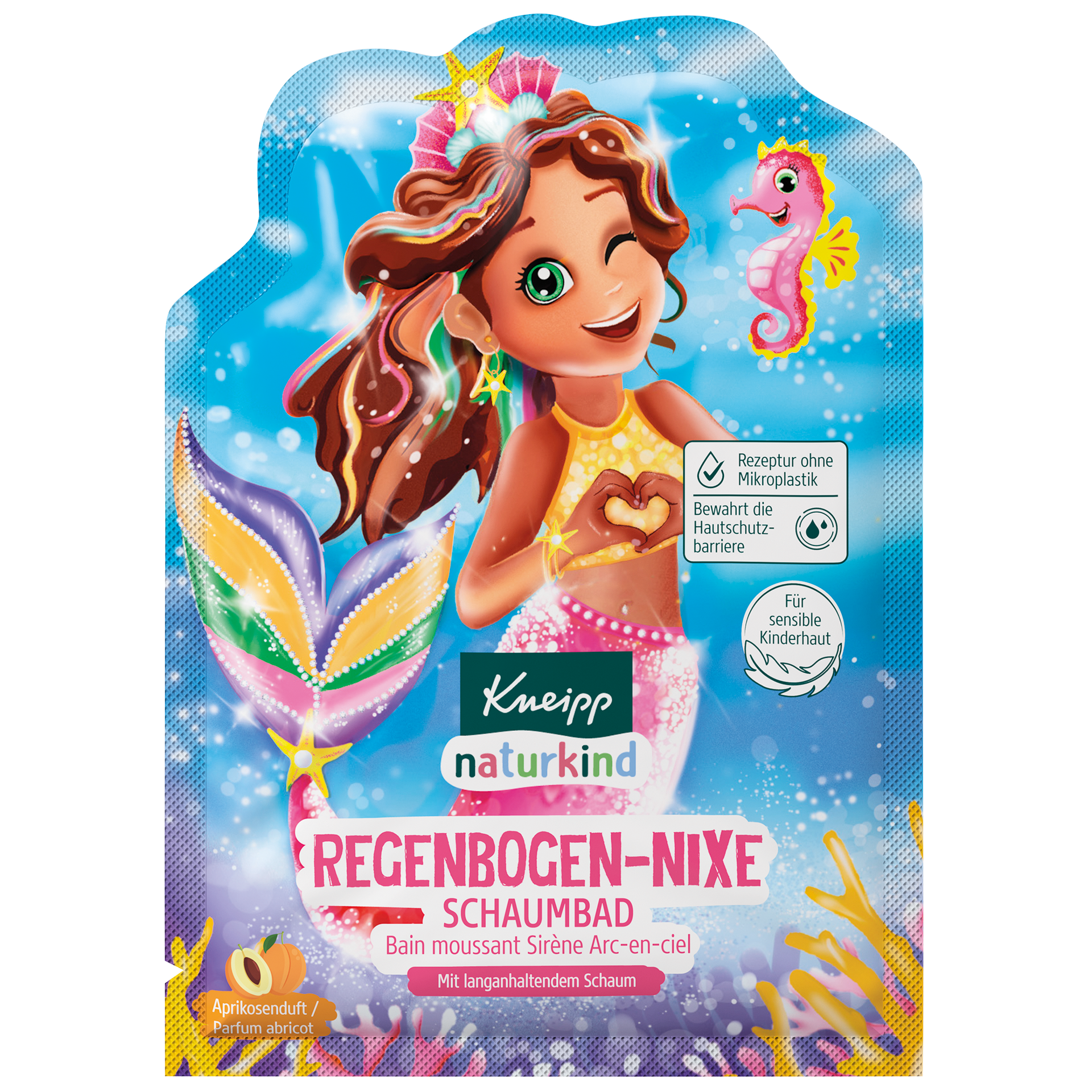 Kneipp Naturkind Tęczowa Syrenka, płyn do kąpieli z bąbelkami, morela, 40 ml