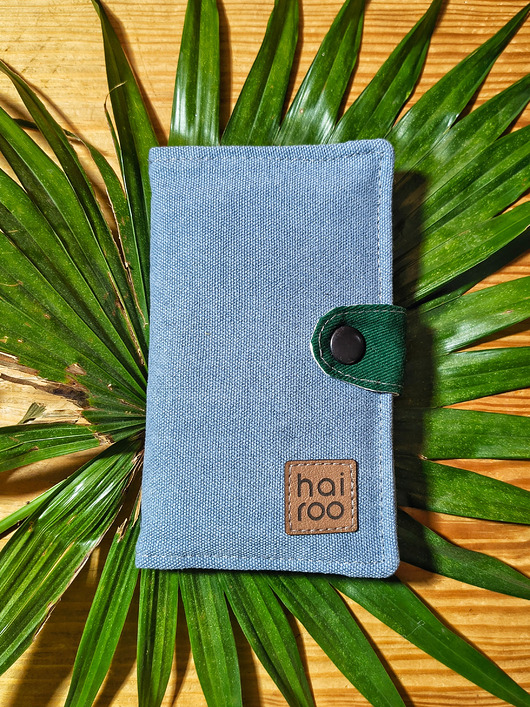 Portfel FUKU z bawełny canvas i bawełny drelich niebieski