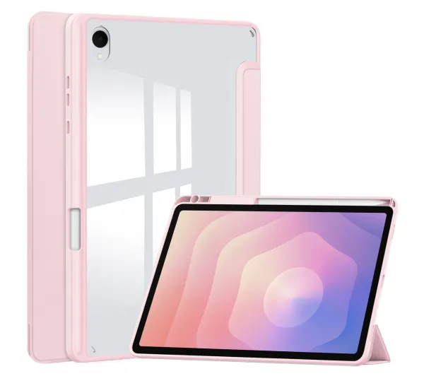 Bizon Case Tab Clear Matt z klapką do Samsung Galaxy Tab S11 Różowy