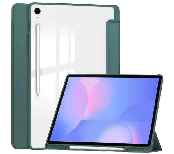 Bizon Case Tab Clear Matt z klapką do Samsung Galaxy Tab S10 FE Plus Ciemnozielony