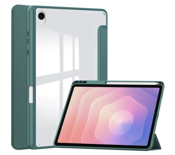 Bizon Case Tab Clear Matt z klapką do Samsung Galaxy Tab S11 Ciemnozielony