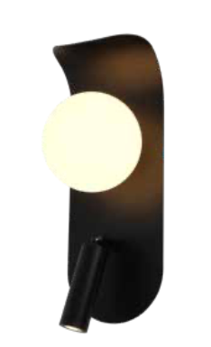 Pati - Kinkiet 265x100 mm, 1xG9 + LED, 5W, Czarny mleczna kula