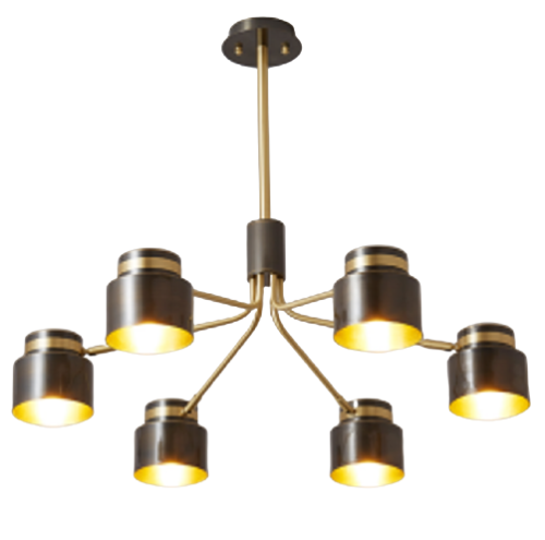 Vien - żyrandol 70cm czarny mosiądz 6-punktowy