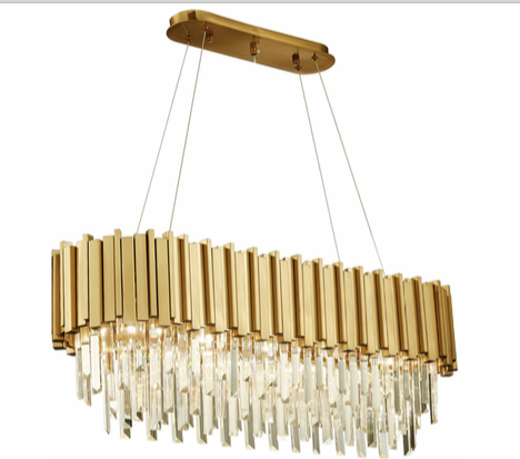 Pipe Organ Variant - Long Chandelier - żyrandol kryształowy podłużny 80cm Mosiądz Złoty