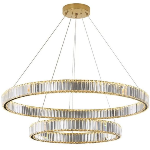 Bohemia 100 Double - żyrandol kryształowy dwurzędowy LED pierścień ring 100cm złoty