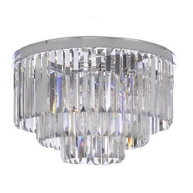 Hereford Fall Chrome - plafon okrągły kryształowy 50cm chrom