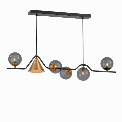 Mista - lampa wisząca 120cm nad stół, do jadalni, czarna, kule