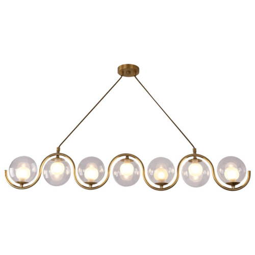 Lunares – Lampa wisząca 117 cm nad stół, złoty, mleczna kula