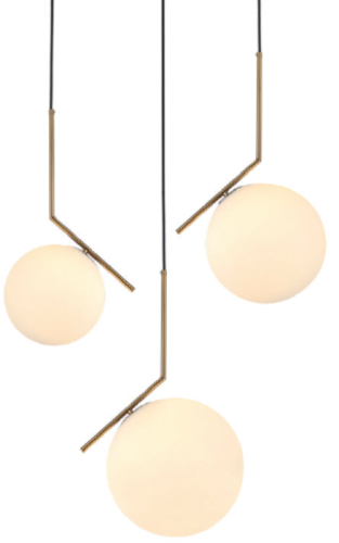 Mleczna Kula 30 Nowoczesna Lampa Wisząca złoty mosiądz 30cm