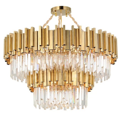 Pipe Organ Brass Double - podwójny żyrandol kryształowy 75cm Mosiądz Złoty