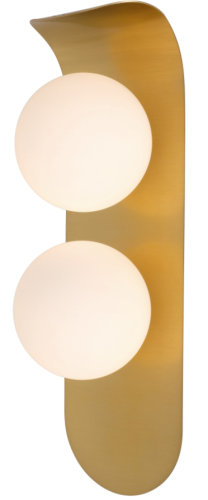 Pati - nowoczesny kinkiet 35 cm 2xG9, złoty mosiądz + mleczna kula