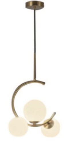 Sickle P3 - lampa nowoczesna mleczna kula złoty mosiądz