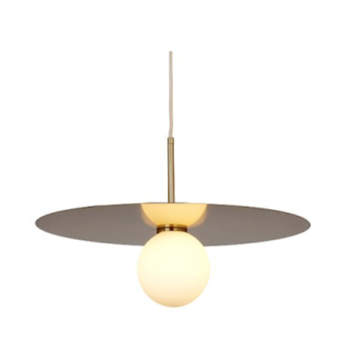 Sombre - nowoczesna lampa wisząca 45 cm mleczna kula złoty mosiądz