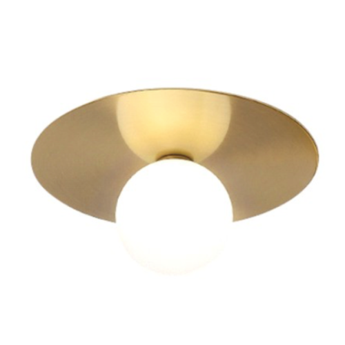 Sombre - nowoczesny plafon 35 cm mleczna kula złoty mosiądz