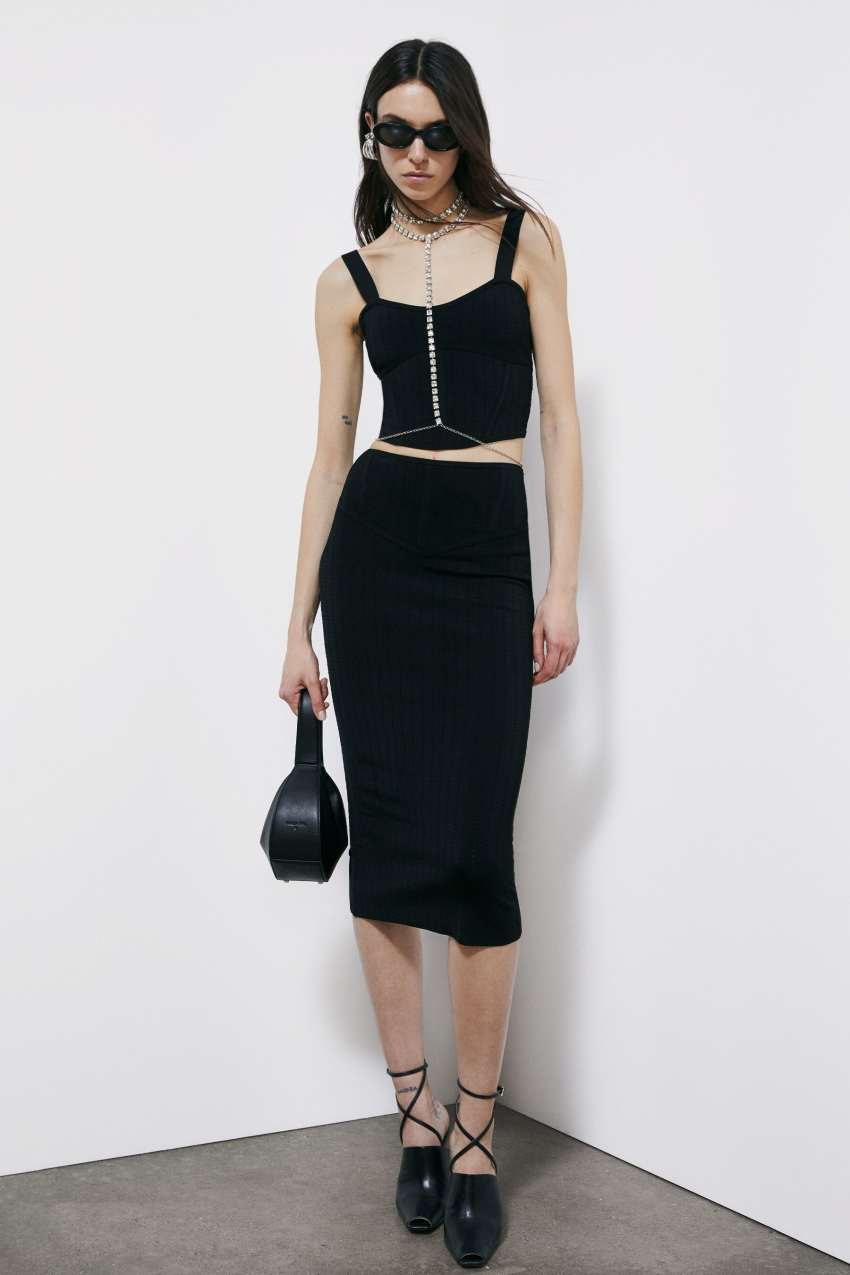 Spódnica midi z dzianiny żakardowej