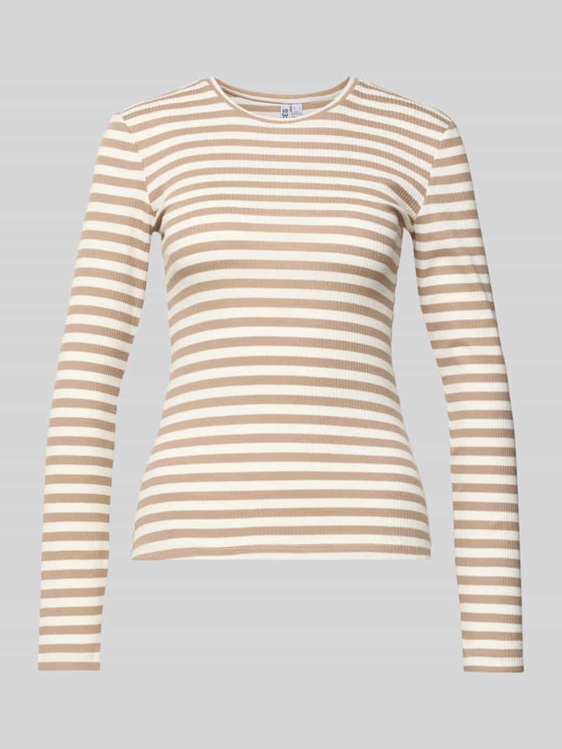 Bluzka z długim rękawem o kroju slim fit z mieszanki bawełny