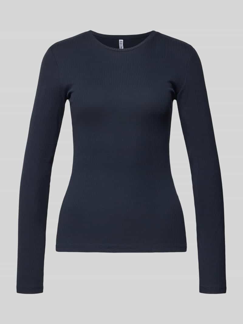 Bluzka z długim rękawem o kroju slim fit z mieszanki bawełny