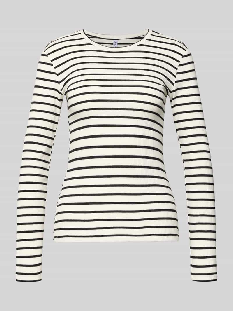 Bluzka z długim rękawem o kroju slim fit z mieszanki bawełny