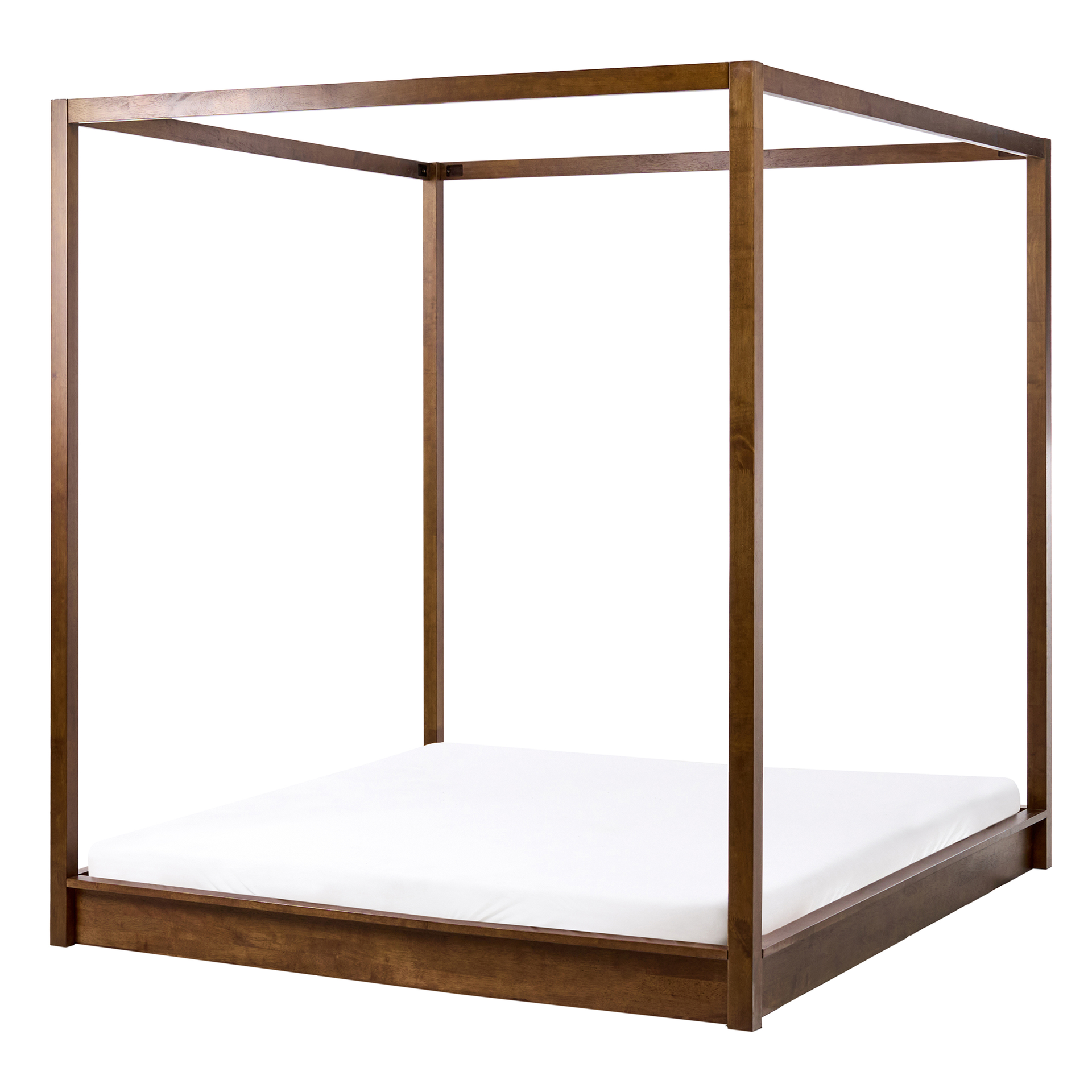 Łóżko z baldachimem Drewno HERLIERE 160 x 200 cm Ciemnobrązowy