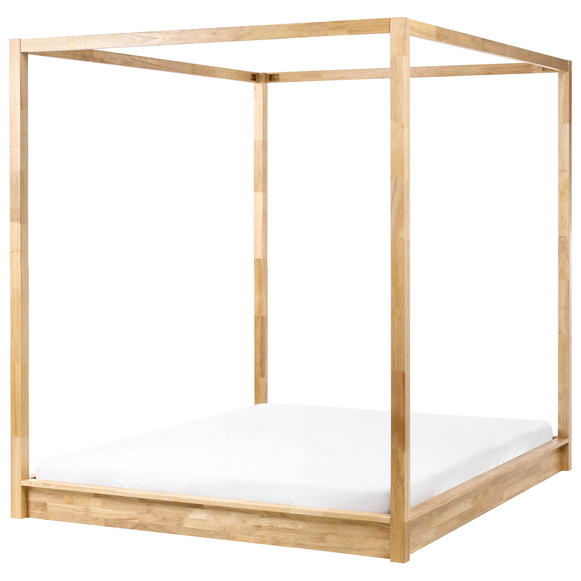 Łóżko z baldachimem Drewno HERLIERE 160 x 200 cm Jasnobrązowy