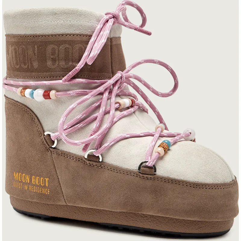 Moon Boot Śniegowce ICON LOW SUEDE BEADS Moon Boot x Guest in Residence zamsz