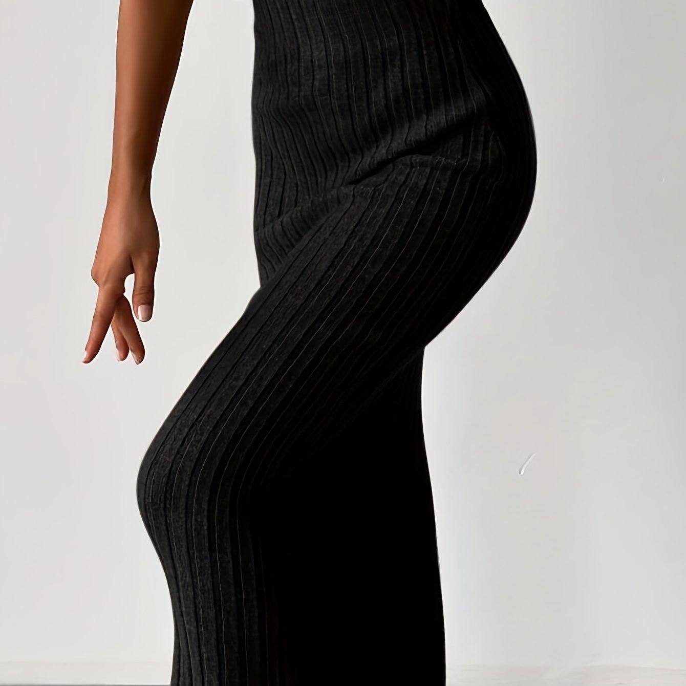 TEMU Damska Midi Spódnica Żebrowana z Owijaniem Bioder, Prosty Krój - Elegancka Sukienka na Wszystkie Pory Roku Jesień/