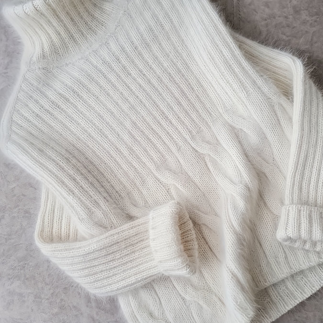 TEMU Elegancki damski sweter z długim rękawem i wysokim dekoltem - Miękki sweter wkładany przez głowę z falbanką, stylowy strój na biuro i imprezę,