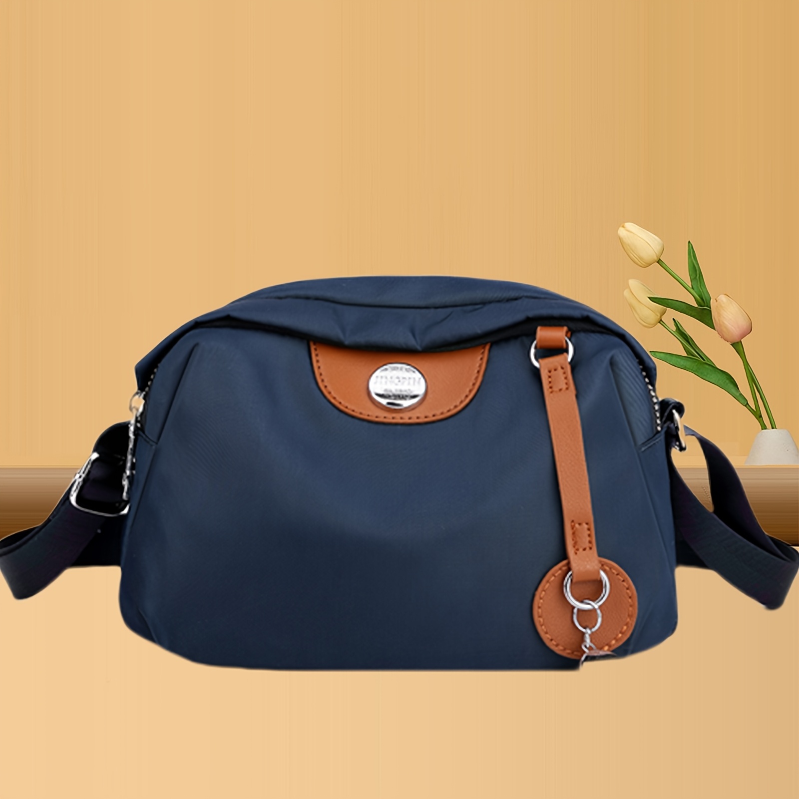 TEMU Damska Modna Torba na Ramię z Nylonu - Regulowany Pasek, Wiele Przegródek, Dostępne Różne Kolory - Idealna do Dojazdów, Pracy i Codziennego