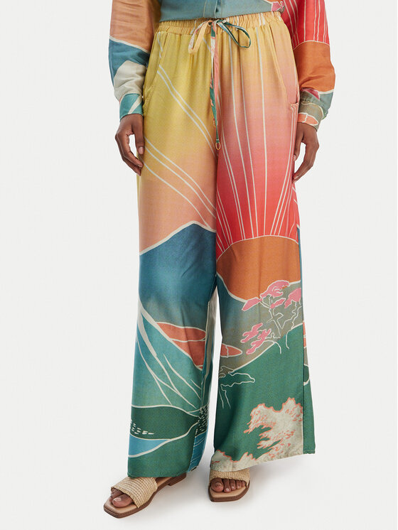 Maaji Spodnie materiałowe Sakura Scenery Ophelia PT1836CPA007 Żółty Relaxed Fit
