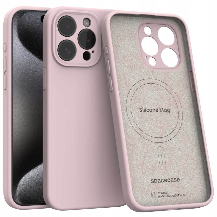Spacecase Etui Silicone Mag iPhone 15 Pro Max baby pink