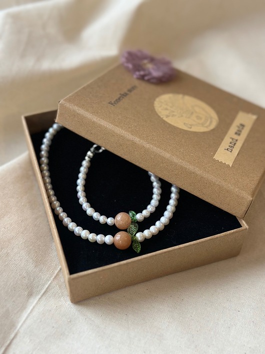 Komplet z pereł Peach&pearls