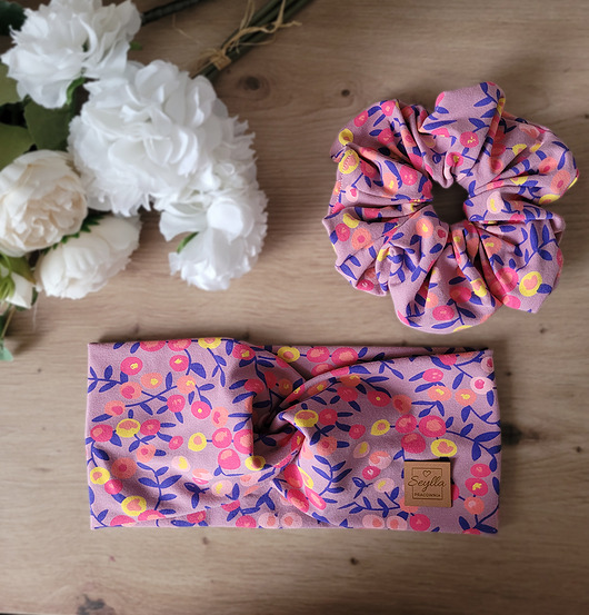 Komplet opaska + gumka scrunchie jarzębina